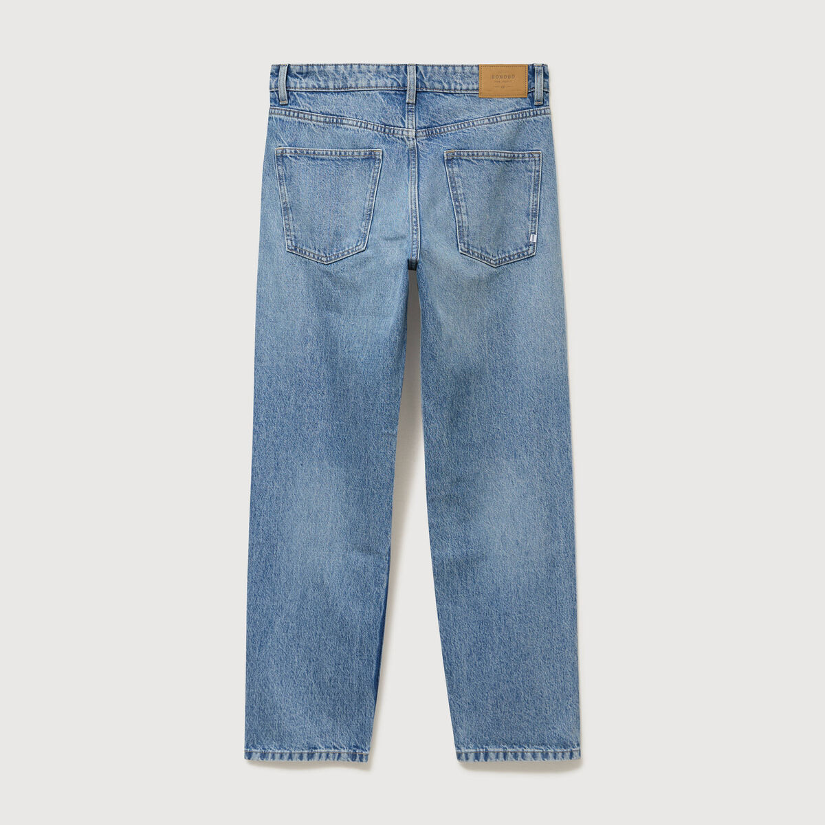 Jeans large longueur 34 en coton denim bleach homme