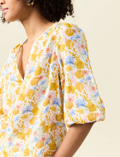 Blouse manches courtes multicolore femme