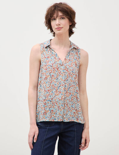 Blouse sans manches bleu gris femme