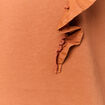 T-shirt en coton manches courtes marron cognac femme
