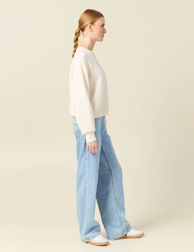 Sweat manches longues ecru femme