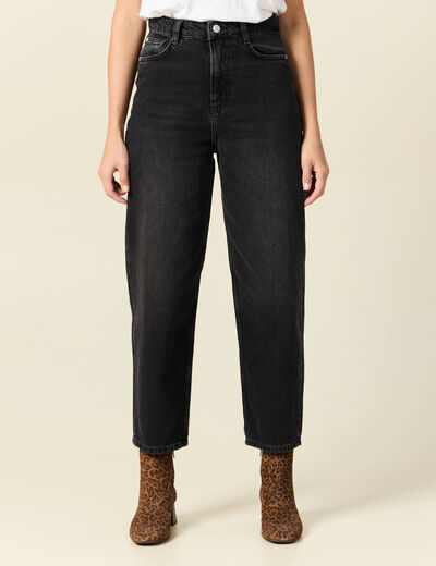 Jeans barrel taille haute denim noir femme