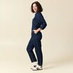 Combipantalon en coton aspect jeans denim brut rinse femme