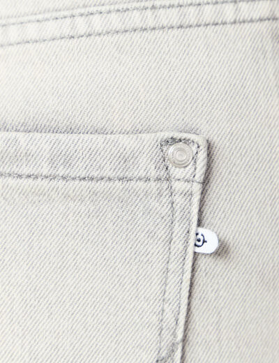 Jeans large taille haute denim gris clair femme