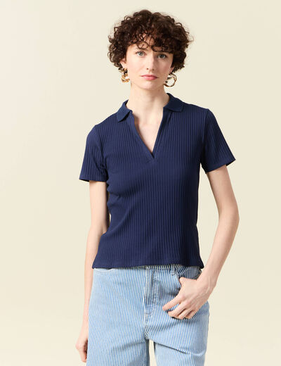 Polo manches courtes bleu marine femme