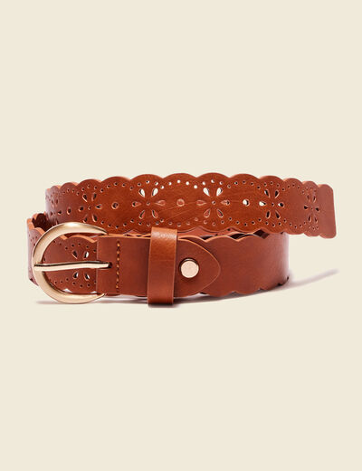 Ceinture perforée marron femme