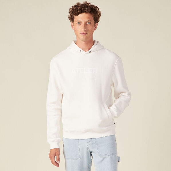 Sweat à capuche ecru homme