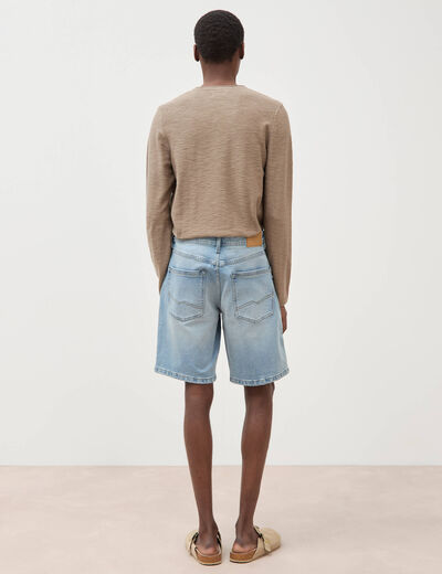 Bermuda en jeans denim bleach homme