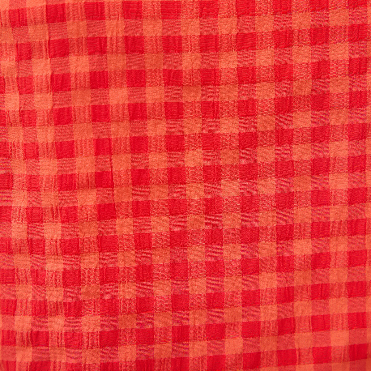 Blouse vichy droite cropped sans manches orange fonc&eacute; femme