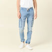 Jeans battle à coulisse denim bleach homme
