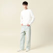 Sweat col rond manches longues en coton ecru homme