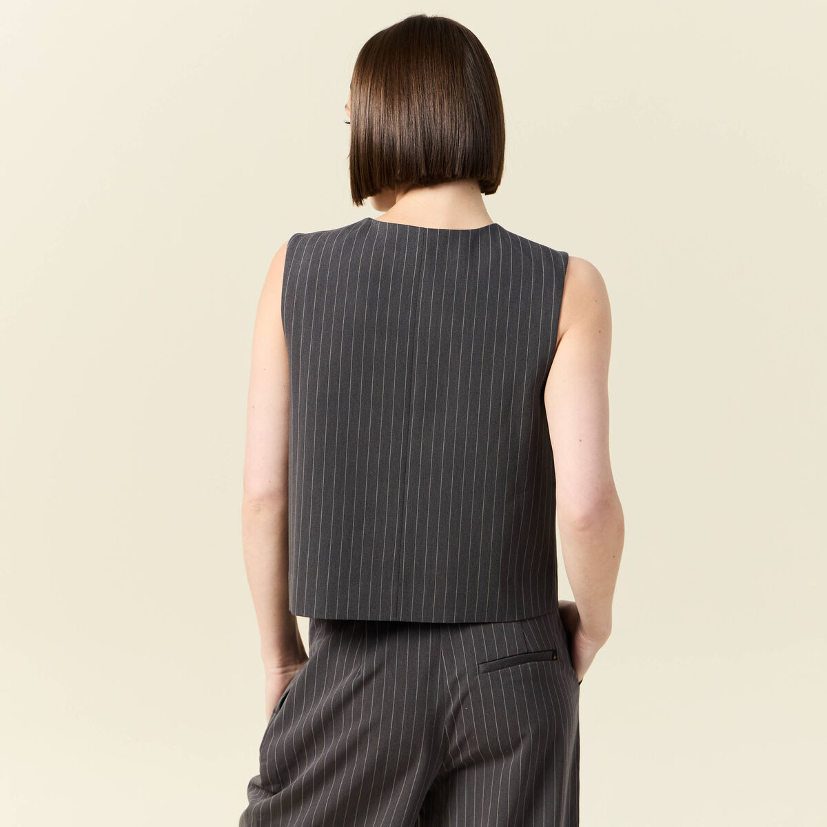Veston sans manches gris femme