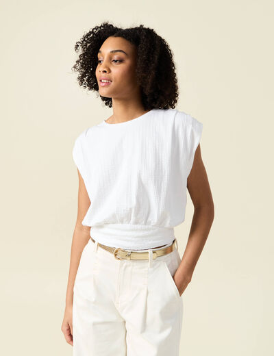 T-shirt manches courtes blanc femme