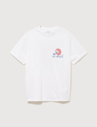T-shirt droit en coton manches courtes blanc homme