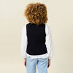 Pull sans manches col en V bleu marine femme