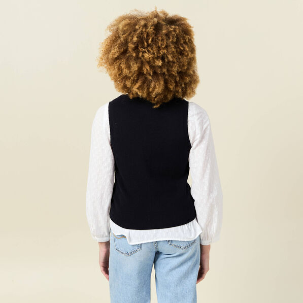 pull sans manches col en v bleu marine femme Pull sans manches col en V bleu marine femme