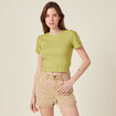 T-shirt manches courtes vert anis femme