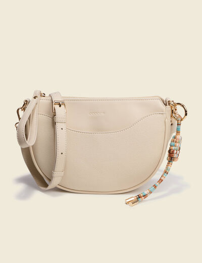 Sac demi-lune &agrave; bandouli&egrave;re ivoire femme