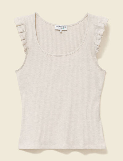 D&eacute;bardeur ajust&eacute; d&eacute;collet&eacute; sans manches beige femme
