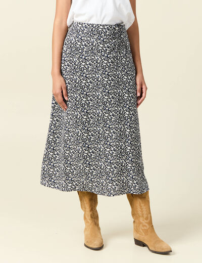 Jupe longue portefeuille bleu femme