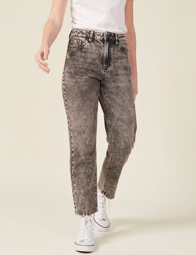 Jeans straight 5 poches denim snow gris femme