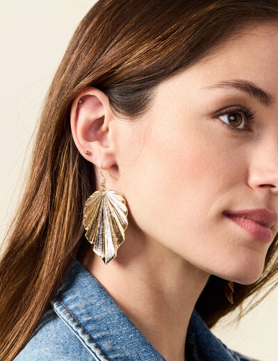 Boucles d'oreilles pendantes couleur or femme