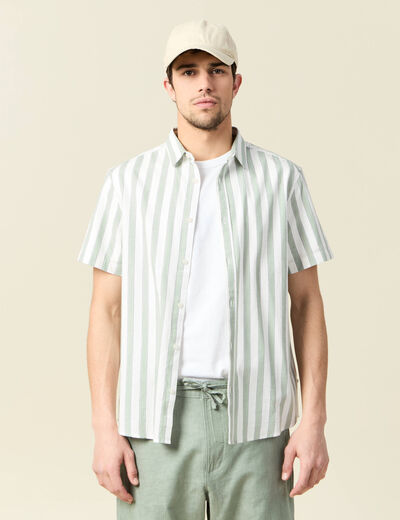 Chemise manches courtes vert olive homme