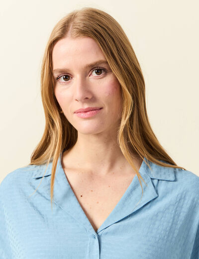 Chemise manches courtes bleu clair femme