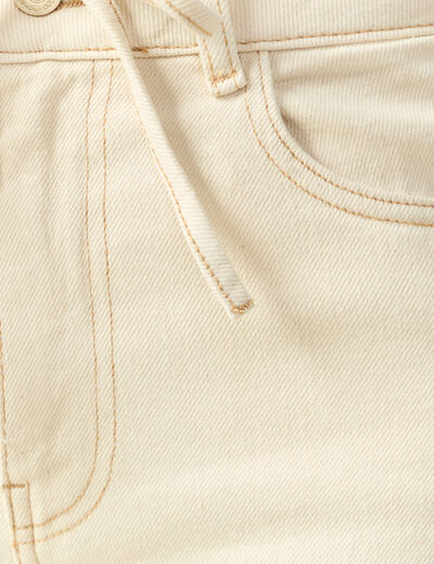 Jeans barrel 7/8&egrave;me avec ceinture denim blanc femme