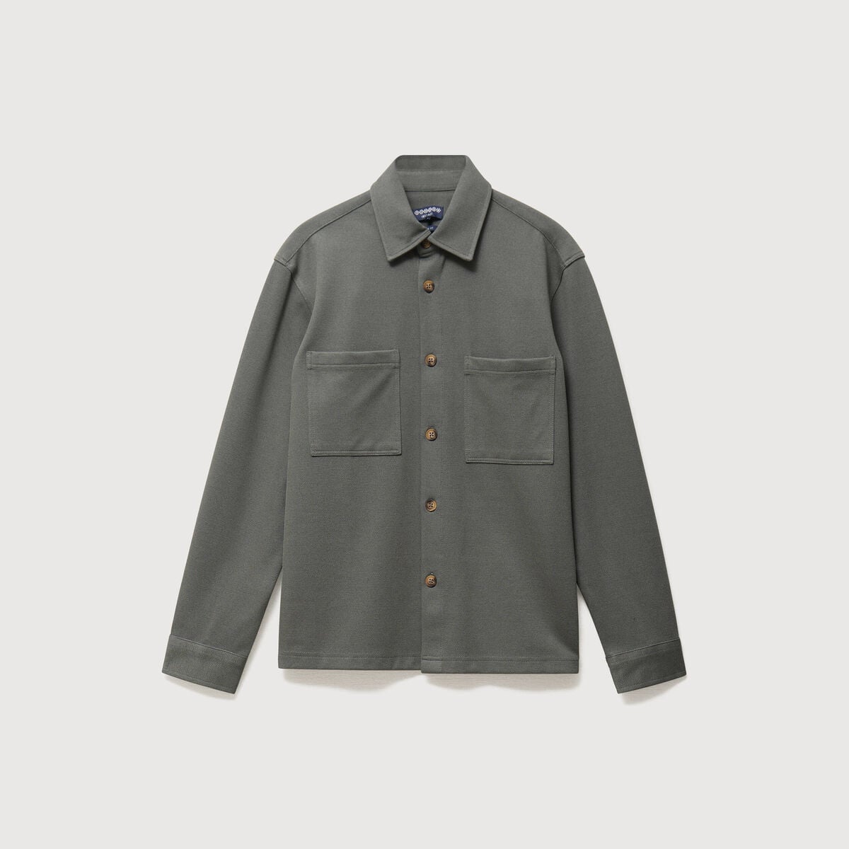 Surchemise droite col am&eacute;ricain vert kaki homme
