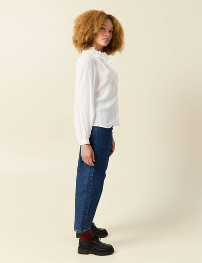 Chemise manches longues fluide ecru femme