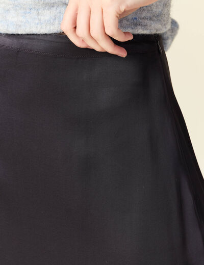 Jupe midi droite satin gris foncé femme