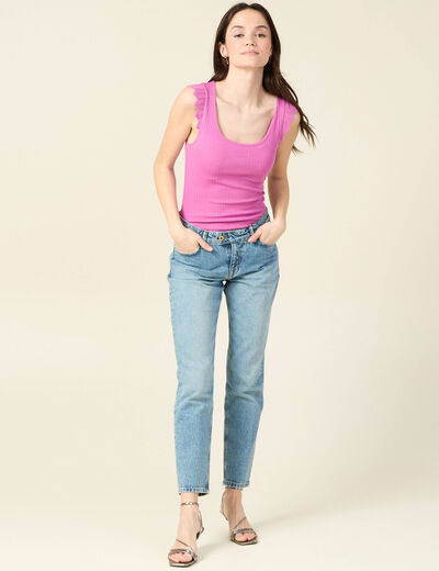 Débardeur bretelles larges rose framboise femme