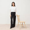 Pantalon large taille haute fluide noir femme