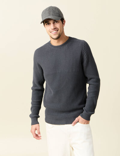 Pull manches longues fabriqué en France vert foncé homme