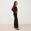 Blouse droite manches longues col rond marron chocolat femme