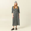 Robe midi droite manches 3/4 creme femme
