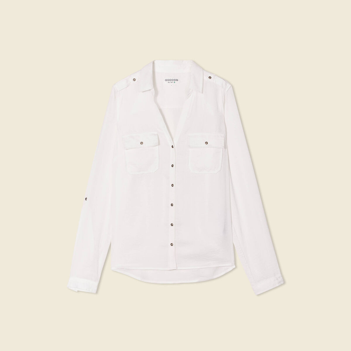 Chemise manches longues ecru femme