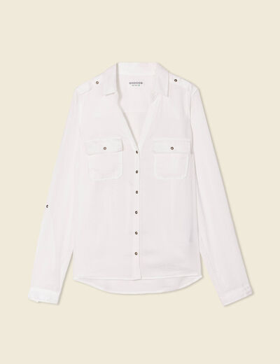 Chemise manches longues ecru femme