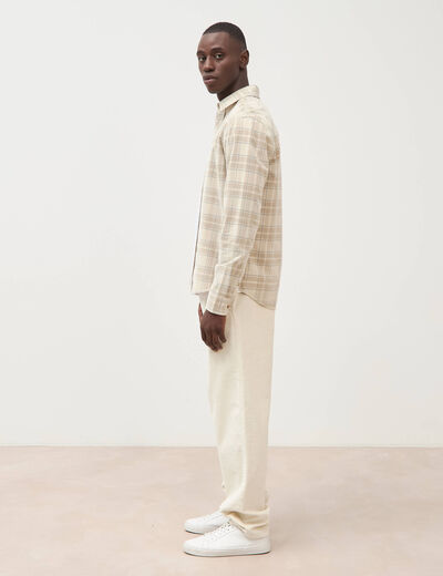 Chemise col classique manches longues sable homme
