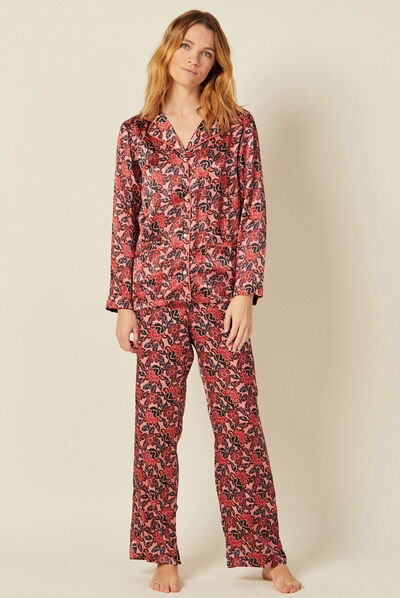 Ensemble pyjama 2 pièces rose poudrée femme