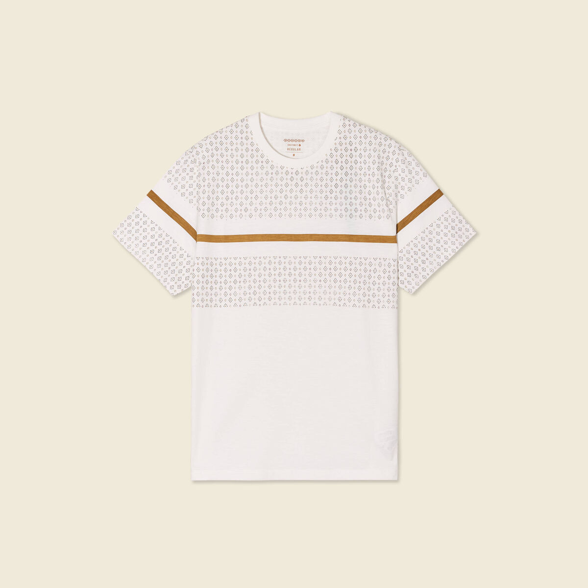 T-shirt col rond manches courtes ecru homme