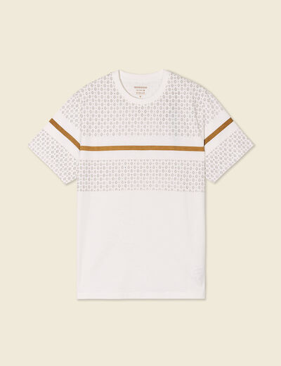 T-shirt col rond manches courtes ecru homme