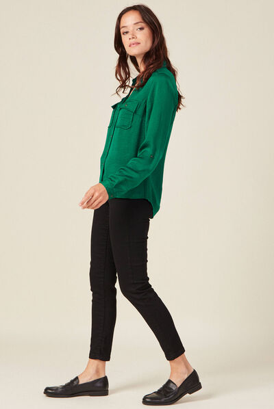 Chemise manches longues vert femme