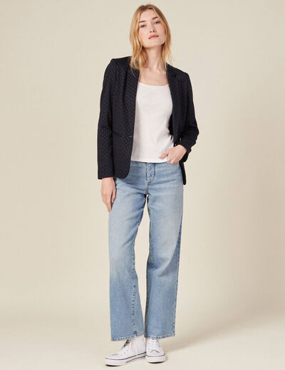 Veste blazer droite bleu foncé femme