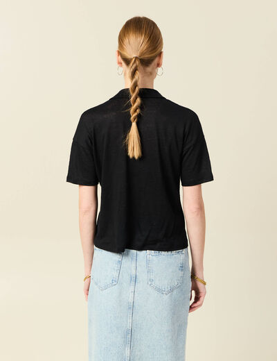 Polo manches courtes noir femme
