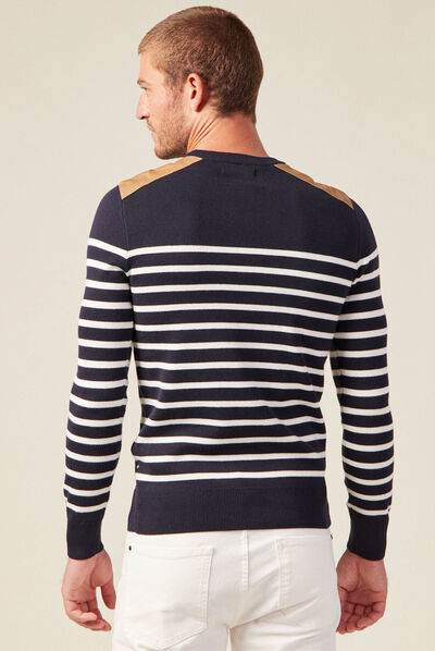 Pull manches longues bleu foncé homme