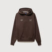 Sweat ample &agrave; capuche manches longues marron fonc&eacute; homme