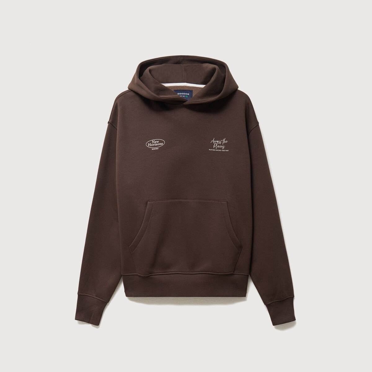 Sweat ample &agrave; capuche manches longues marron fonc&eacute; homme