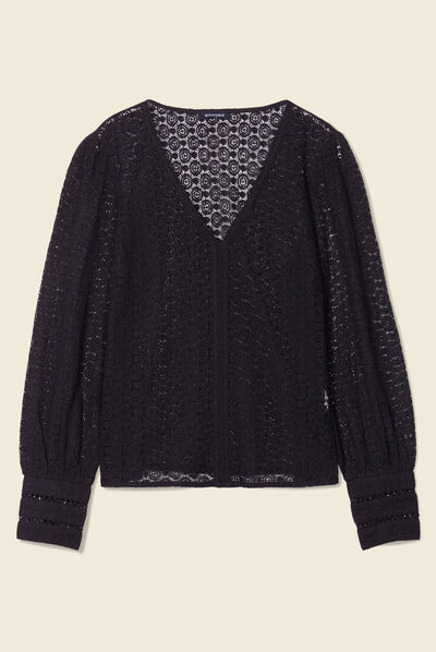 Blouse manches longues noir femme